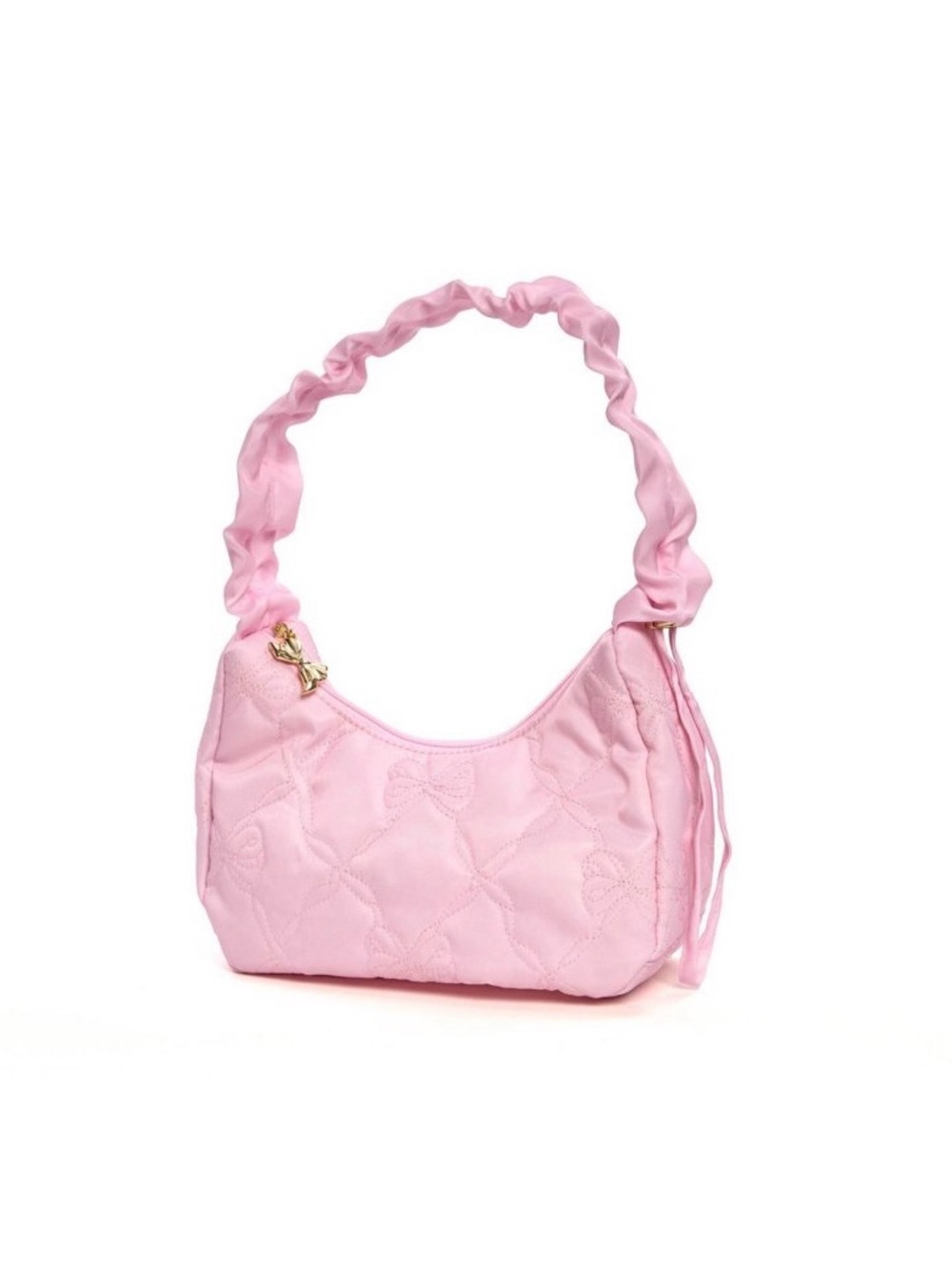 LoveShackFancy x Yoobi Pink Quilted Bow Shoulder Bag